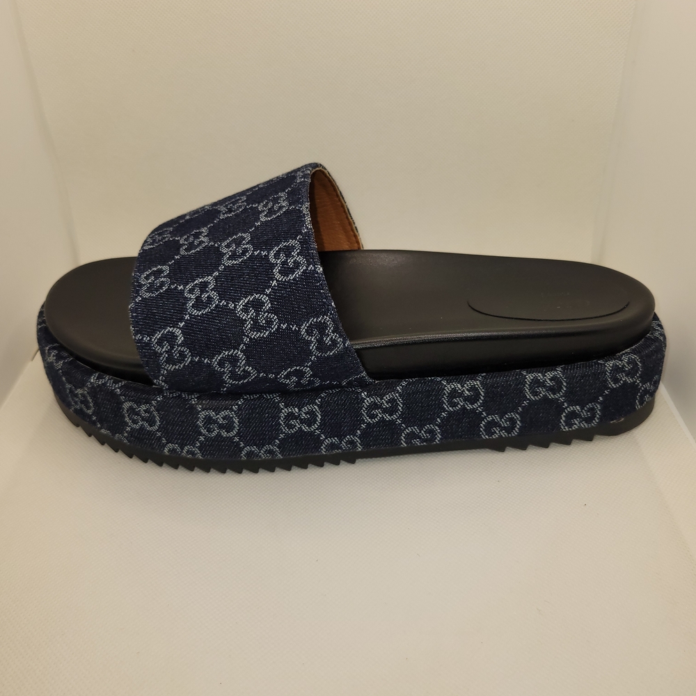 Gucci Women's Angelina Platform Slude Sandals GG Denim Size 42/10.5 US - Picture 7 of 15